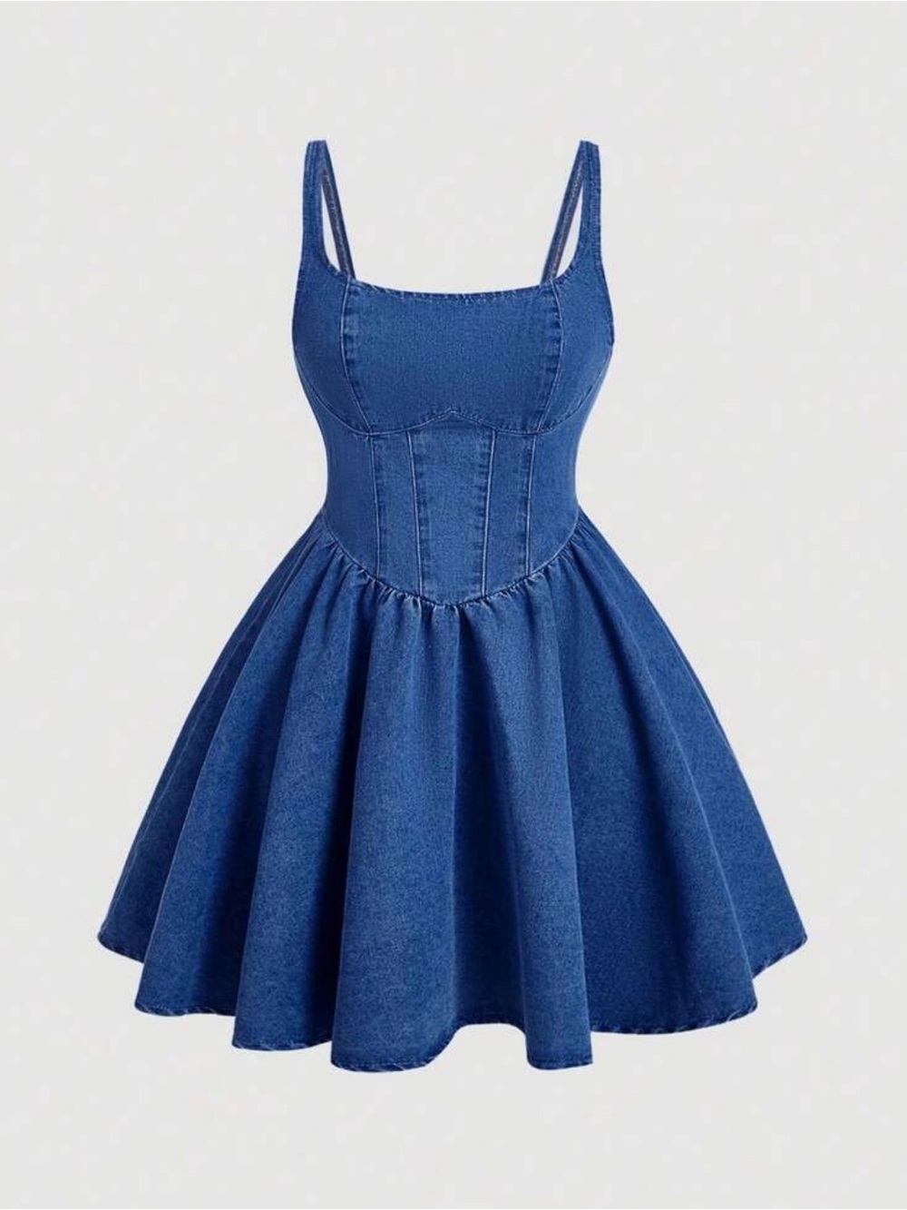Blue Denim Fit-and-Flare Dress